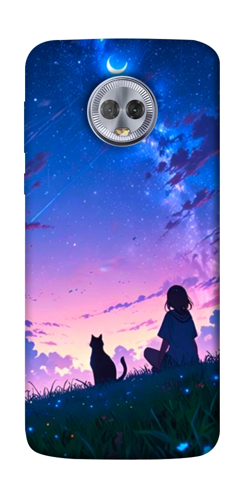 Чохол Space girl and cat для Motorola Moto G6 Plus