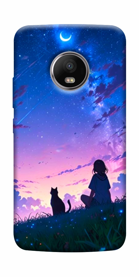 Чохол Space girl and cat для Motorola Moto G5S