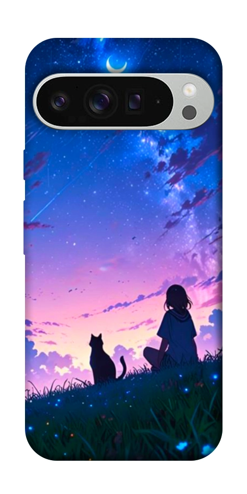 Чохол Space girl and cat для Google Pixel 9 Pro XL