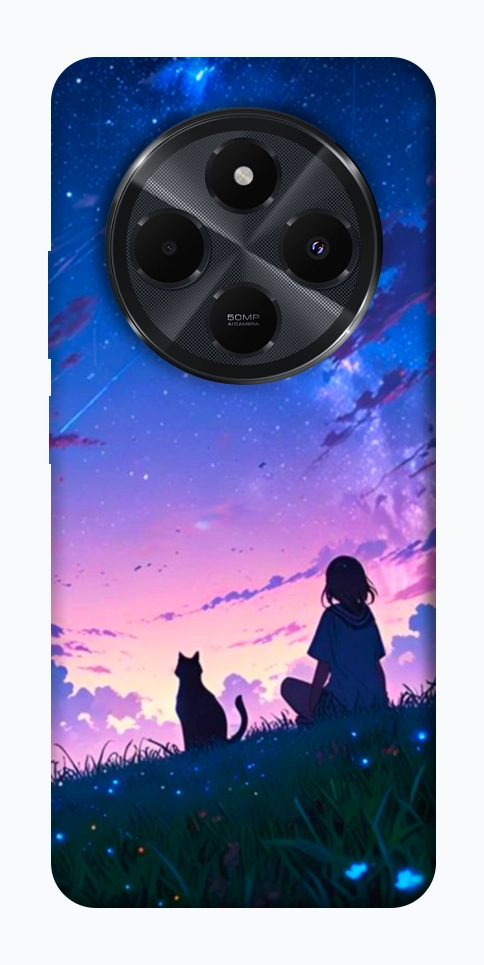 Чохол Space girl and cat для Xiaomi Redmi 14C