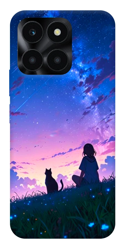 Чехол Space girl and cat для Huawei Honor X6a