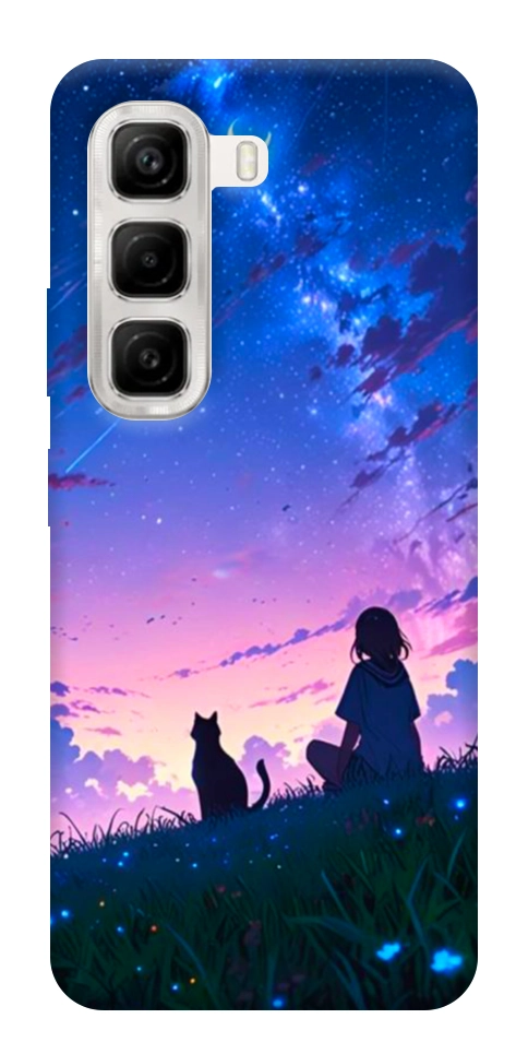 Чохол Space girl and cat для Infinix Hot 50 4G