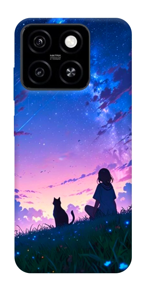 Чохол Space girl and cat для ZTE Blade A55 4G