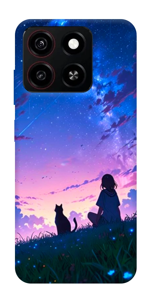 Чохол Space girl and cat для ZTE Blade A35 4G