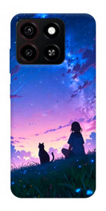 Чехол Space girl and cat для ZTE Blade A35 4G