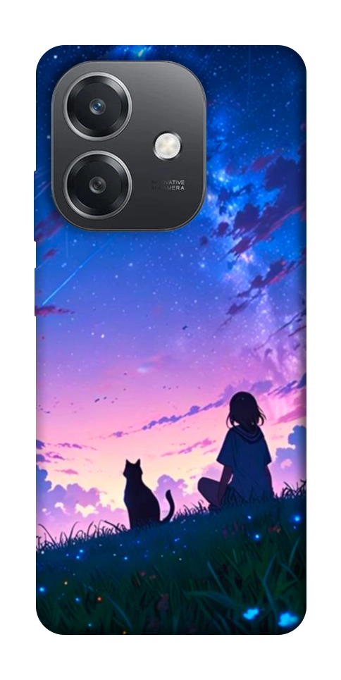 Чохол Space girl and cat для Oppo А3х 4G