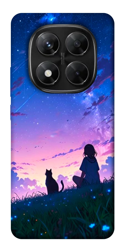 Чохол Space girl and cat для Xiaomi Redmi Note 14 Pro 5G