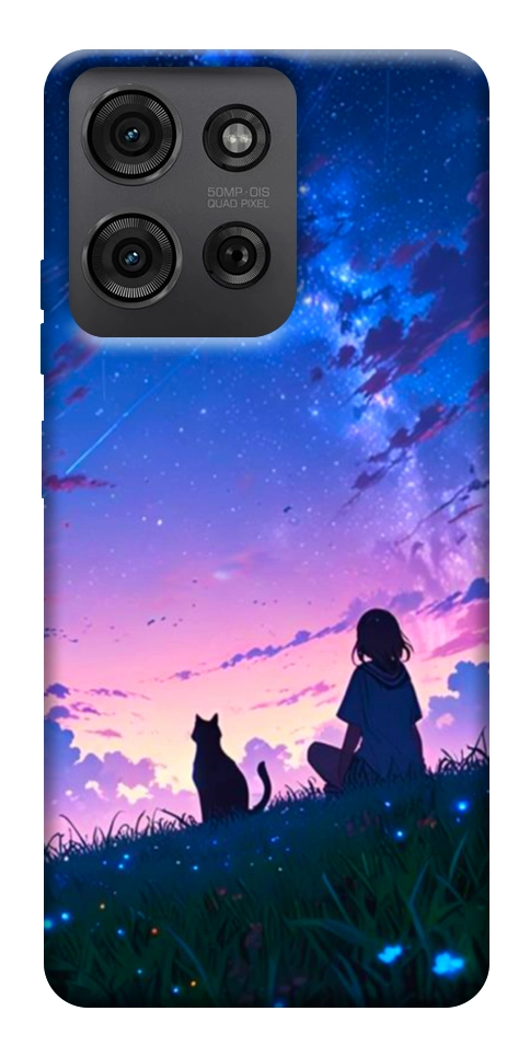Чехол Space girl and cat для Motorola Moto G75 5G