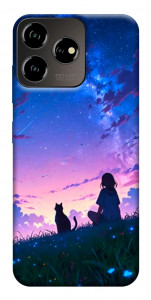 Чохол Space girl and cat для ZTE Blade V50 Design 4G