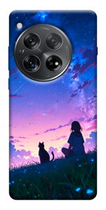 Чехол Space girl and cat для OnePlus 12