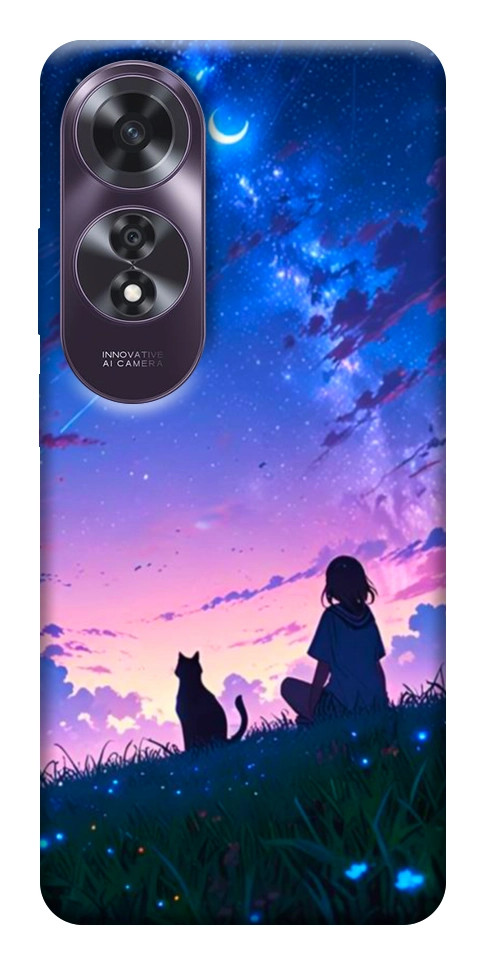 Чохол Space girl and cat для Oppo A60 4G