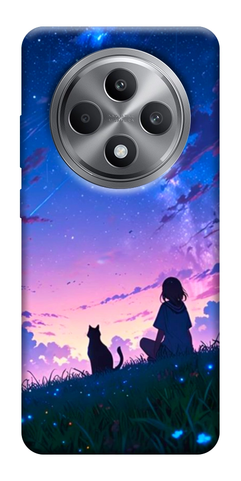 Чехол Space girl and cat для Oppo Reno 12 F 4G