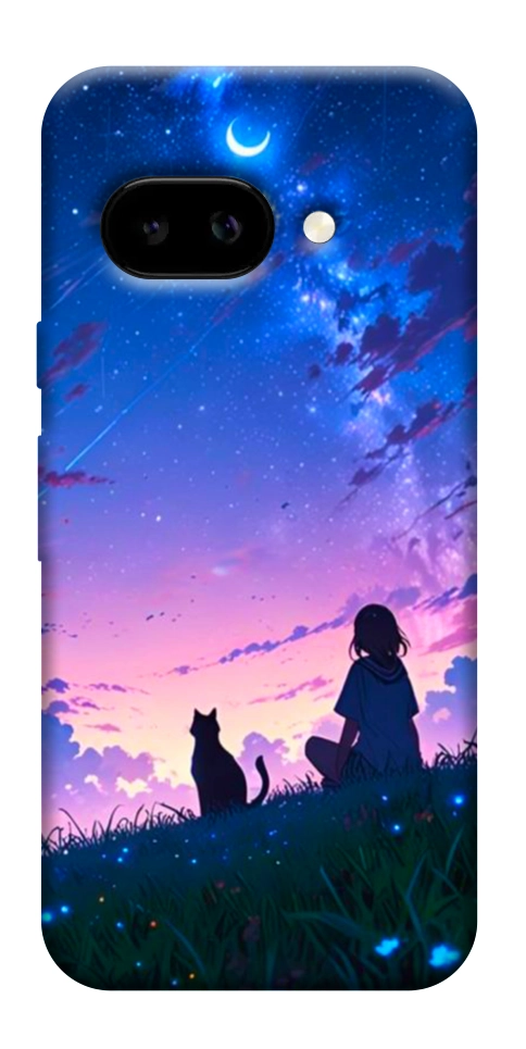 Чехол Space girl and cat для Google Pixel 9a