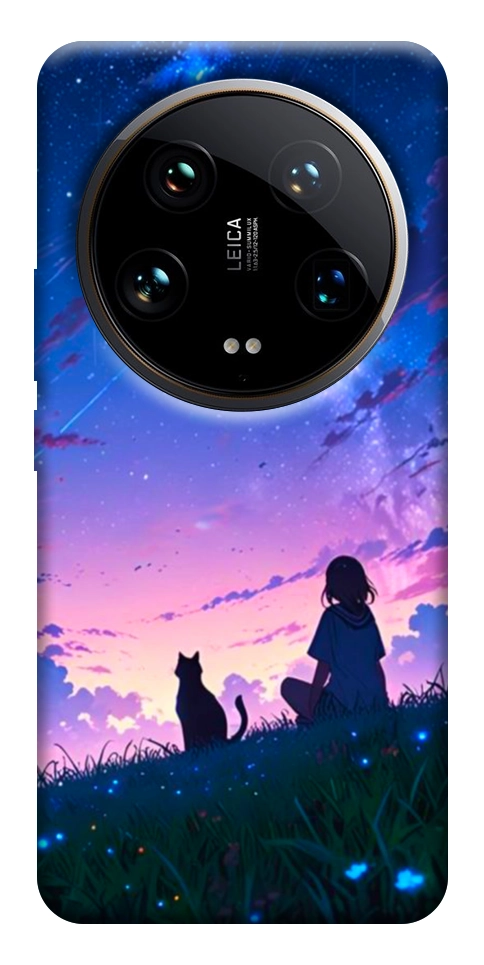 Чехол Space girl and cat для Xiaomi 14 Ultra