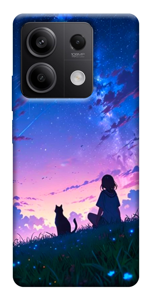 Чохол Space girl and cat для Xiaomi Redmi Note 13 5G