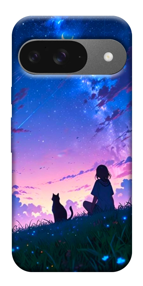 Чехол Space girl and cat для Google Pixel 10 Pro