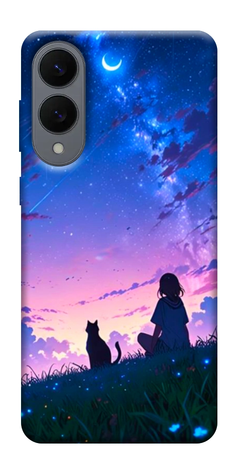 Чохол Space girl and cat для Galaxy S25 Edge
