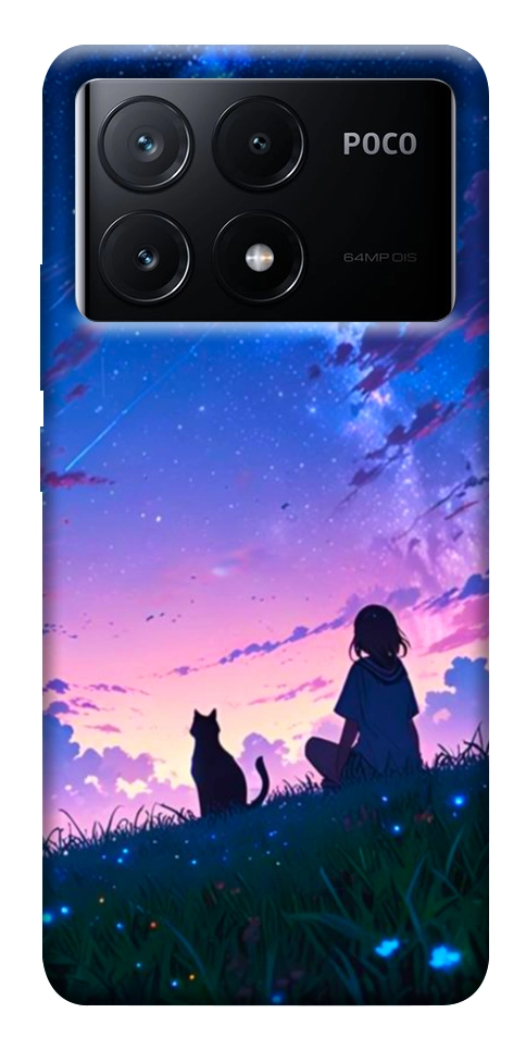 Чехол Space girl and cat для Xiaomi Poco X6 Pro