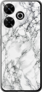 Чехол для Xiaomi Redmi 13 4G Мрамор белый (Черный)
