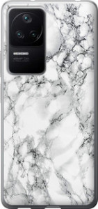 Чехол для Xiaomi Poco F4 Мрамор белый (Черный)