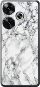 Чохол для Xiaomi Poco F6 Мрамор білий (Чорний)