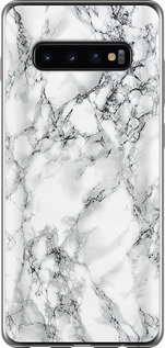 Чехол для Samsung Galaxy S10 Plus Мрамор белый (Черный)
