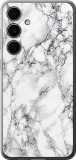 Чехол для Samsung Galaxy S24 FE Мрамор белый (Черный)