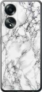 Чехол для Oppo A58 4G Мрамор белый (Черный)