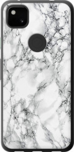 Чехол для Google Pixel 4A Мрамор белый (Черный)