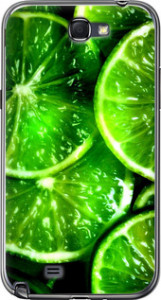 Чехол для Samsung Galaxy Note 2 N7100 Зелёные дольки лимона (Зеленый)