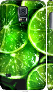 Чехол для Samsung Galaxy S5 Duos SM G900FD Зелёные дольки лимона (Зеленый)