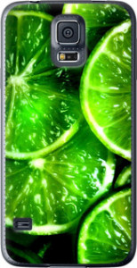 Чехол для Samsung Galaxy S5 Duos SM G900FD Зелёные дольки лимона (Зеленый)