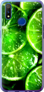 Чехол для Realme 3 Pro Зелёные дольки лимона (Зеленый)