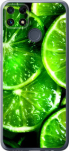 Чехол для Realme C25s Зелёные дольки лимона (Зеленый)