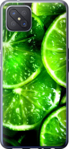 Чехол для Oppo A92S Зелёные дольки лимона (Зеленый)