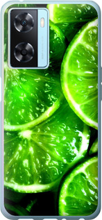 Чехол для Oppo A57s Зелёные дольки лимона (Зеленый)