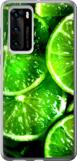 Чехол для Huawei P40 Зелёные дольки лимона (Зеленый)