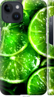 Чехол для iPhone 14 Зелёные дольки лимона (Зеленый)