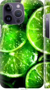Чохол для iPhone 14 Pro Max Зелені дольки лимона (Зелений)