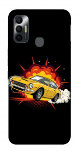 Чохол Retro comics car black для TECNO Spark 7