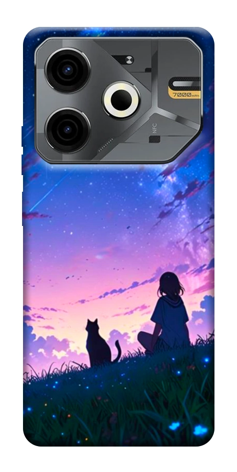 Чохол Space girl and cat для TECNO Pova 6 Neo (LI6)