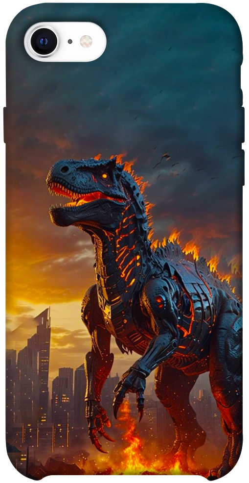 Чехол Fire dino для iPhone SE (2020)