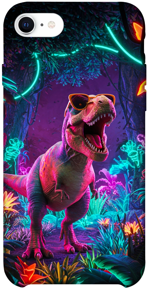 Чехол Neon dino для iPhone SE (2020)