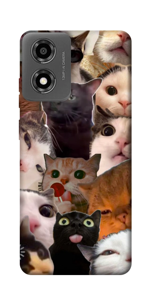 Чехол Сats сollage для Motorola Moto E14