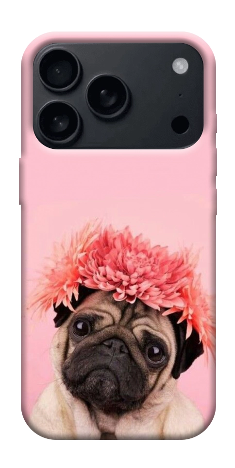 Чохол Мопс із квітами для iPhone 17 Pro Max