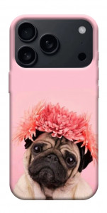 Чехол Мопс с цветами для iPhone 17 Pro Max