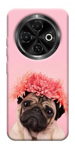 Чохол Мопс із квітами для TECNO Spark 30C (KL5n)