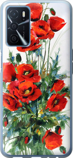 Чехол для Oppo A54s Маки (Белый)