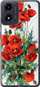 Чехол для Motorola Moto G04 Маки (Белый)