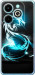 Чехол для Infinix Hot 40i Бело-голубой огненный дракон (Голубой)